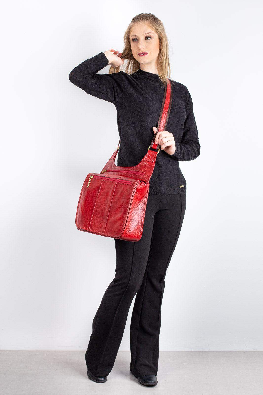 Pasta carteiro de couro liso Jéssica - Enluaze