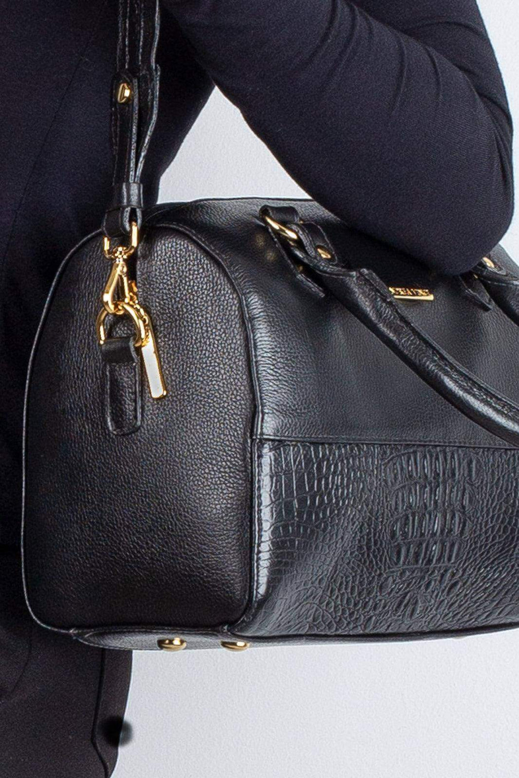 Bolsa baú de mão em couro liso Sthefani - Enluaze