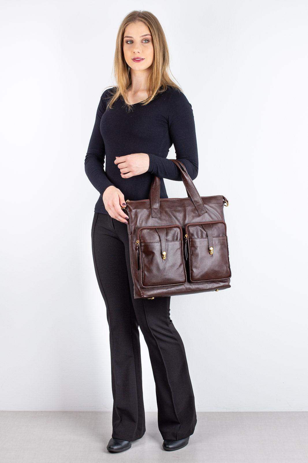 Bolsa/Pasta para notebook de couro liso Jaque - Enluaze