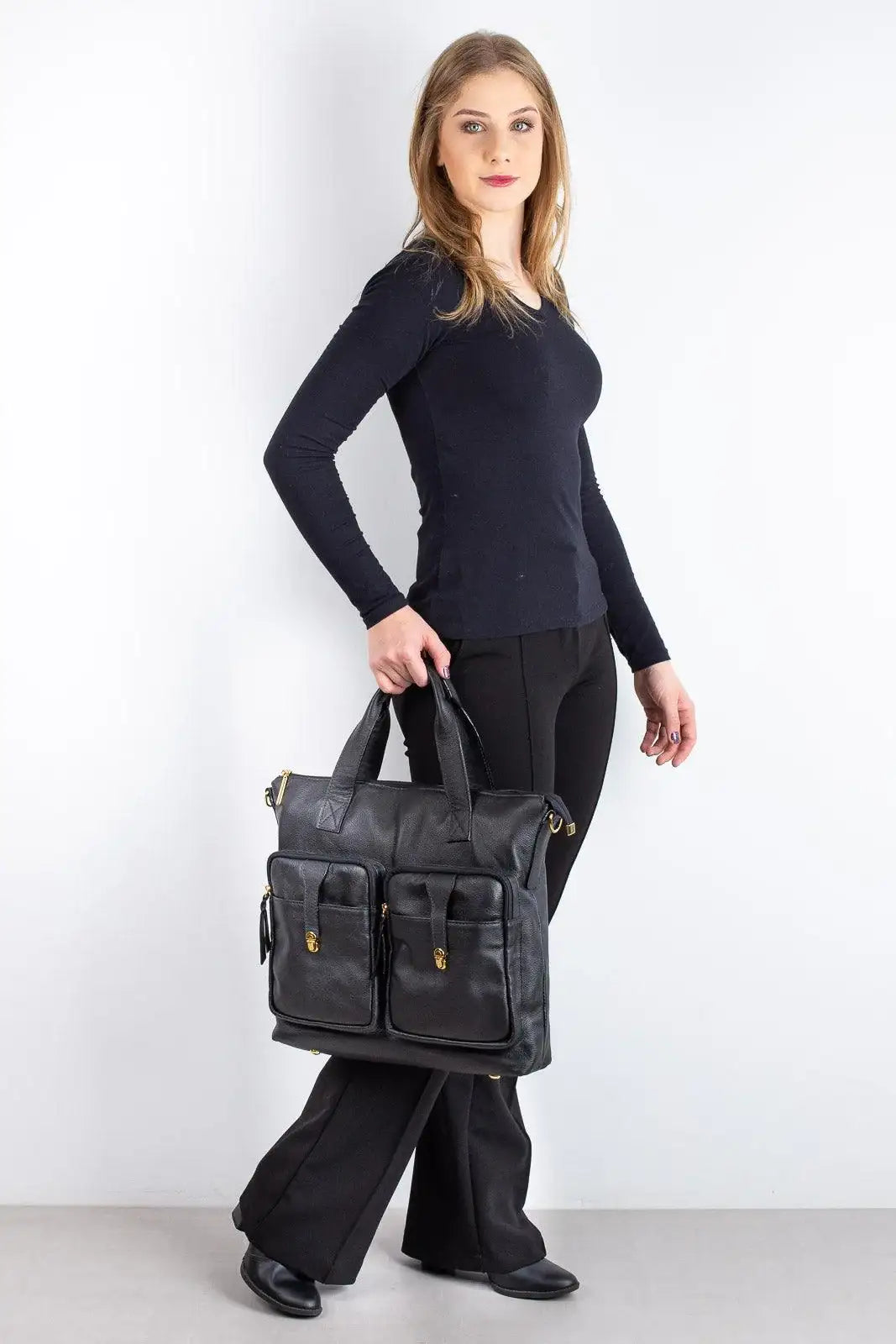 Bolsa/Pasta para notebook de couro liso Jaque - Enluaze