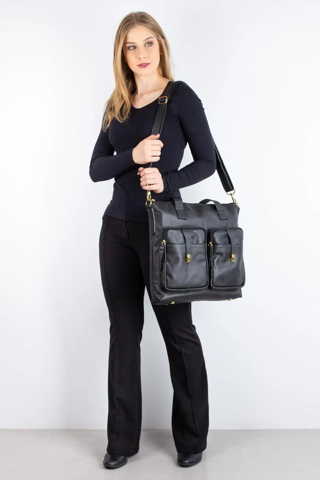 Bolsa/Pasta para notebook de couro liso Jaque - Enluaze