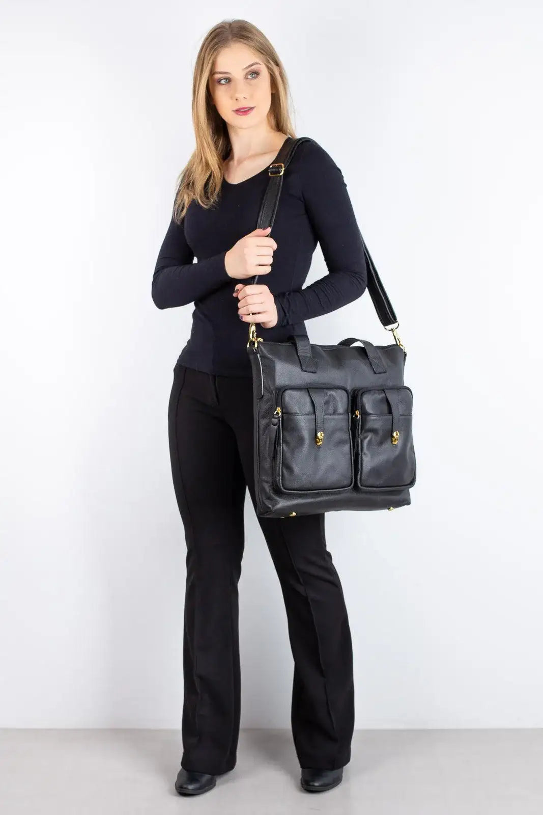 Bolsa/Pasta para notebook de couro liso Jaque - Enluaze