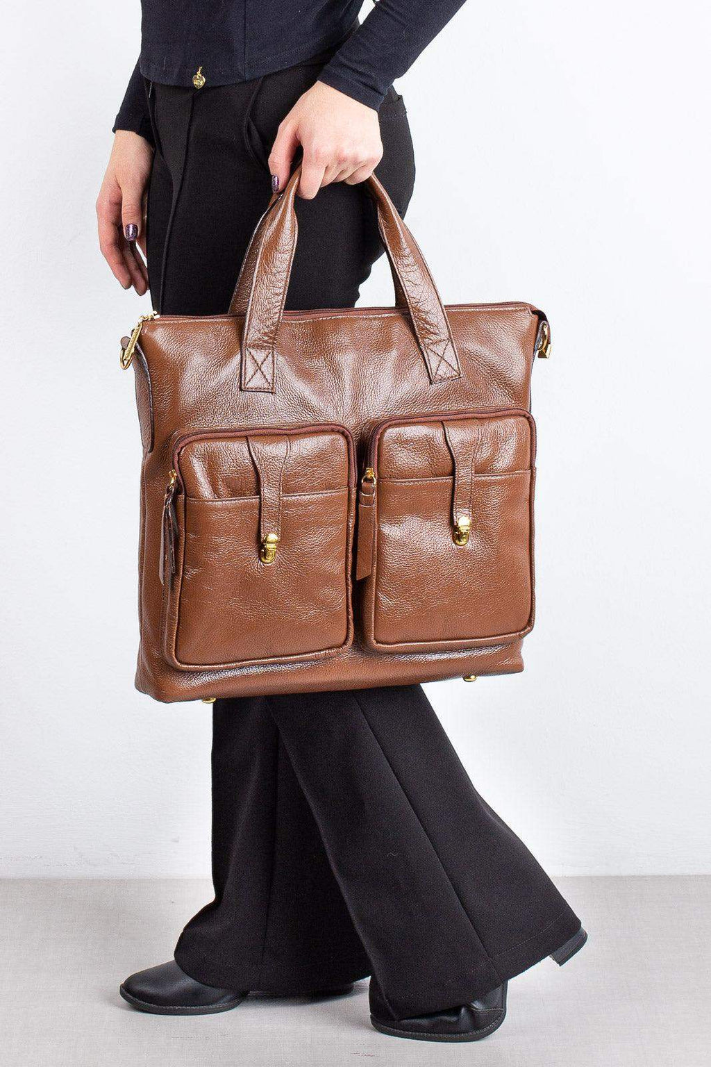 Bolsa/Pasta para notebook de couro liso Jaque - Enluaze