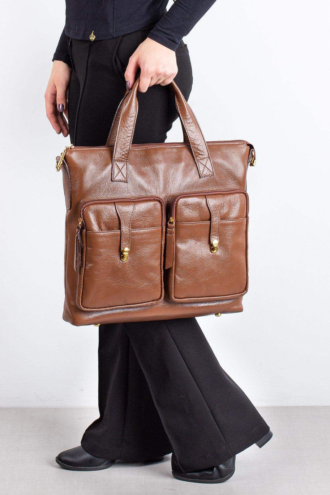 Bolsa/Pasta para notebook de couro liso Jaque - Enluaze