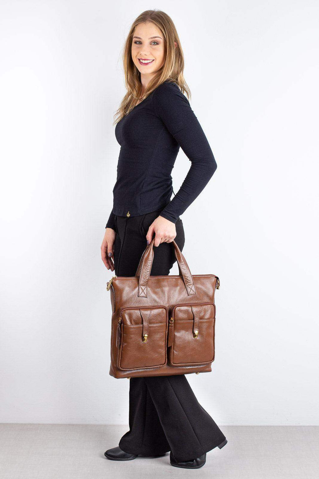 Bolsa/Pasta para notebook de couro liso Jaque - Enluaze