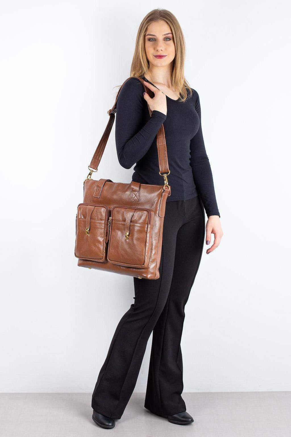 Bolsa/Pasta para notebook de couro liso Jaque - Enluaze