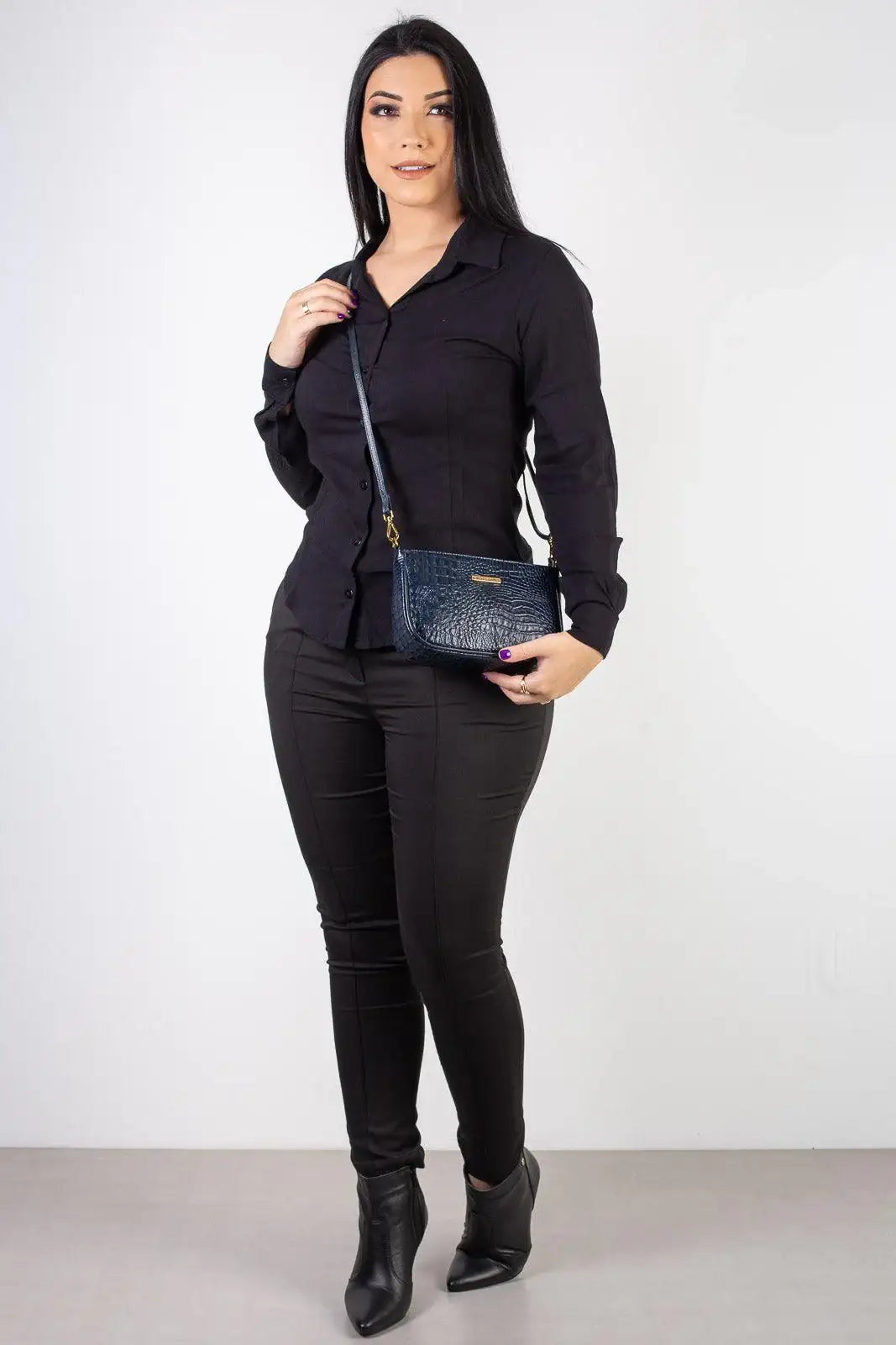 Bolsa tiracolo pequena de couro croco Iria - Enluaze