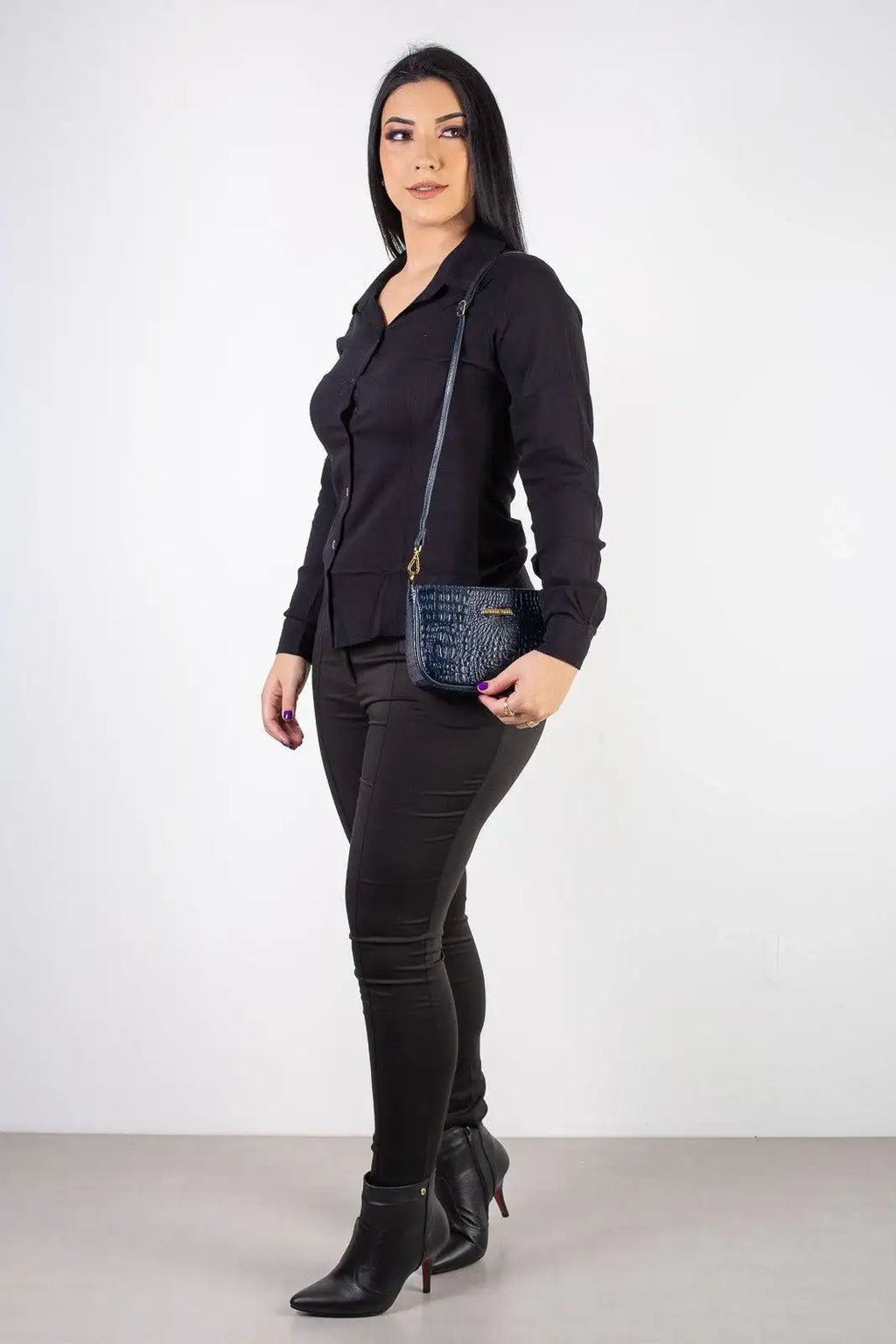 Bolsa tiracolo pequena de couro croco Iria - Enluaze