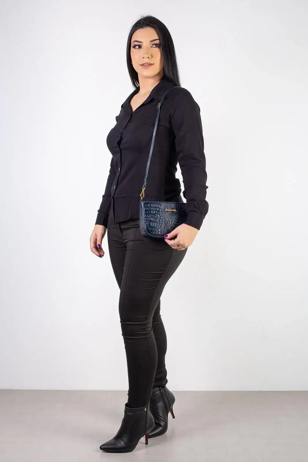 Bolsa tiracolo pequena de couro croco Iria - Enluaze