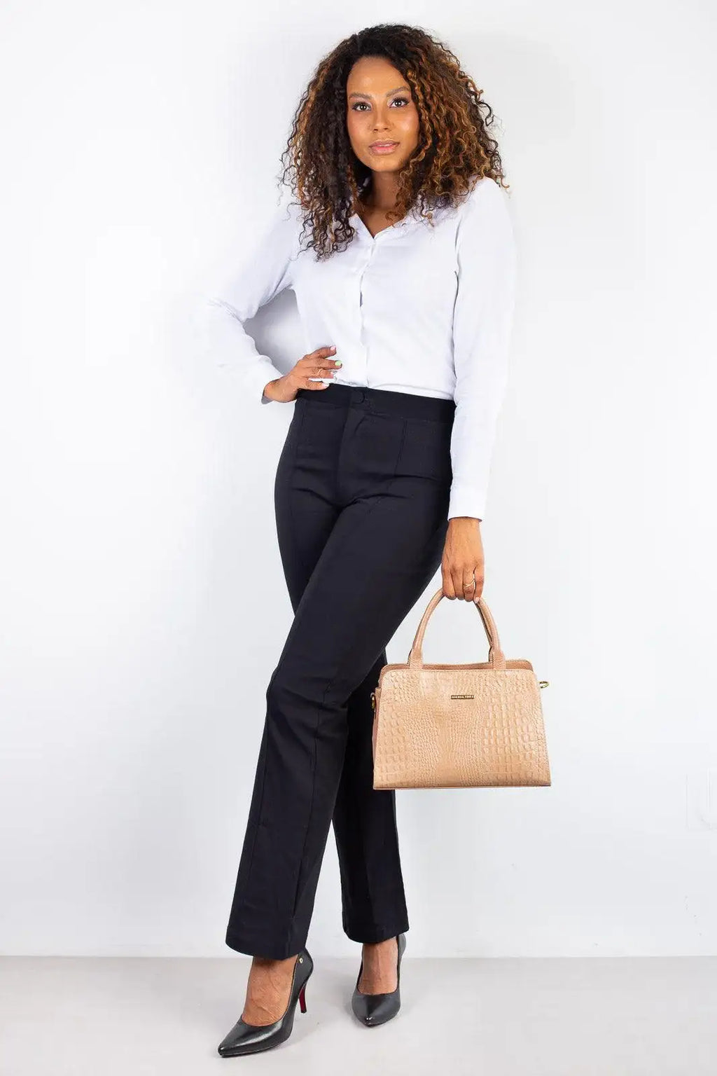 Bolsa de couro croco estruturada Emili - Enluaze