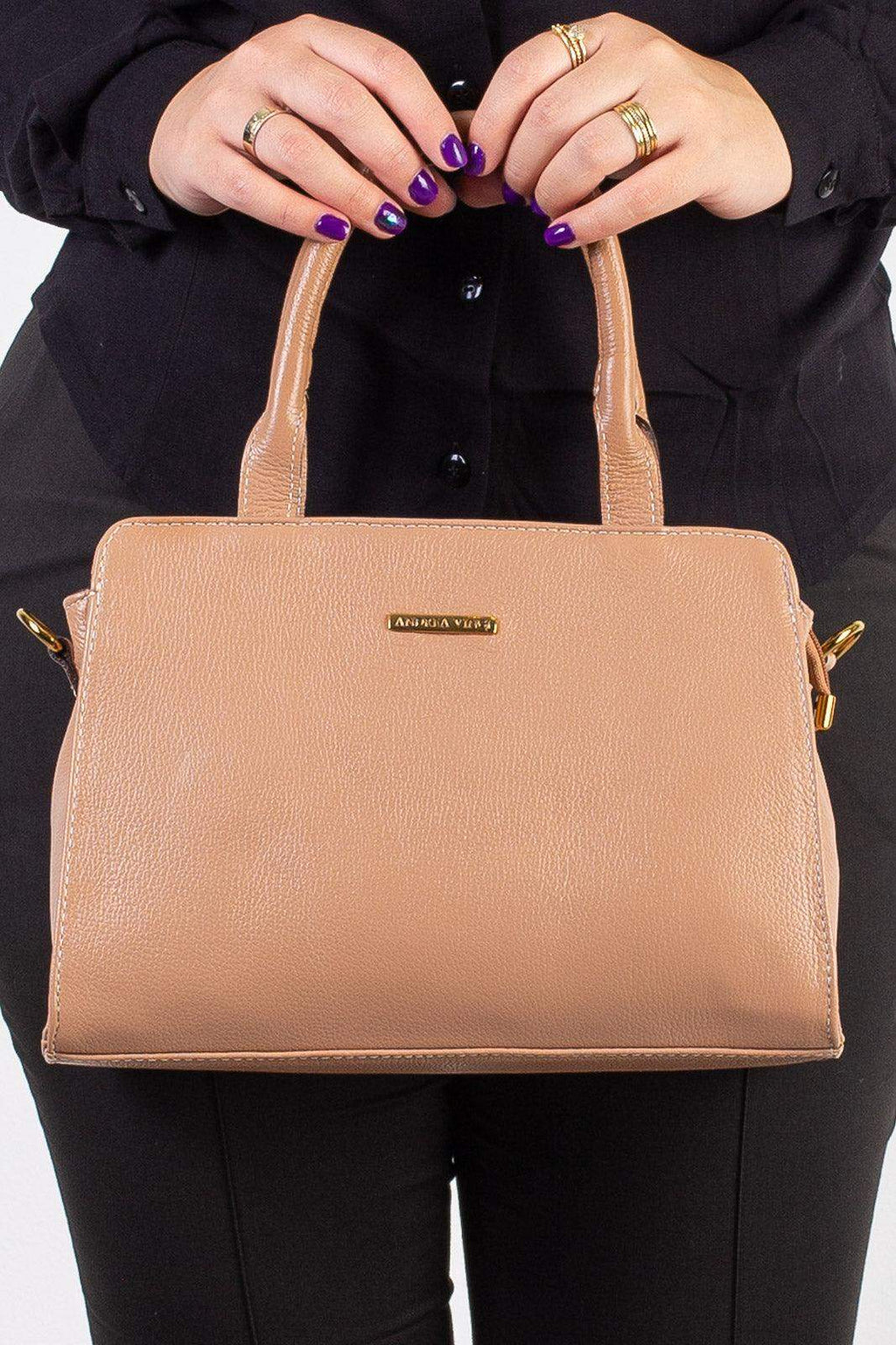 Bolsa de couro liso estruturada Emili - Enluaze