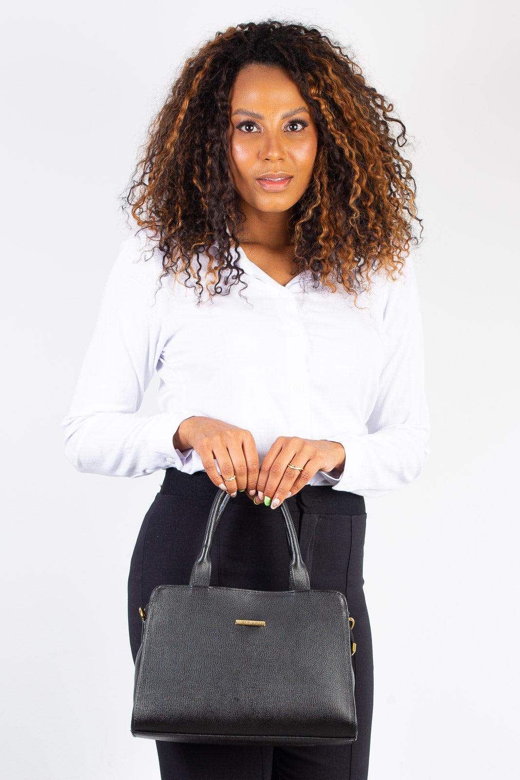 Bolsa de couro liso estruturada Emili - Enluaze