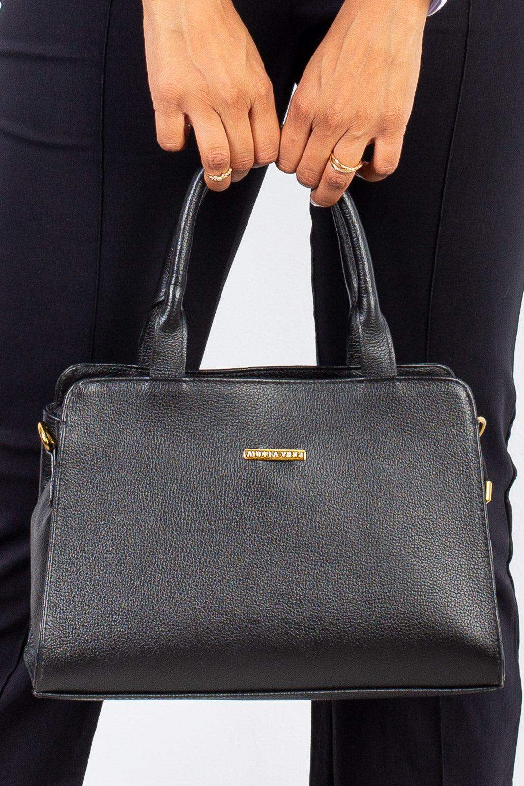 Bolsa de couro liso estruturada Emili - Enluaze