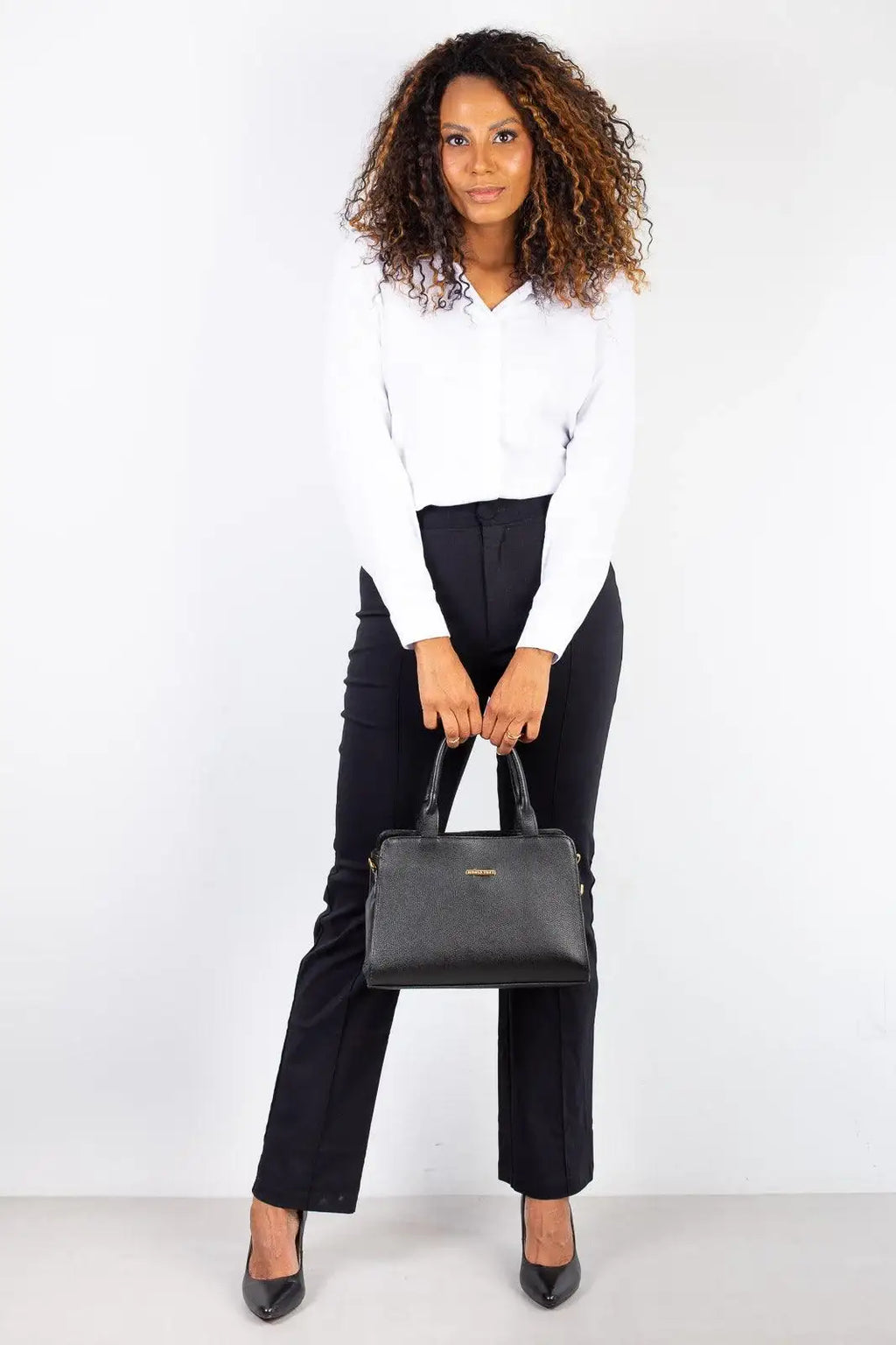 Bolsa de couro liso estruturada Emili - Enluaze