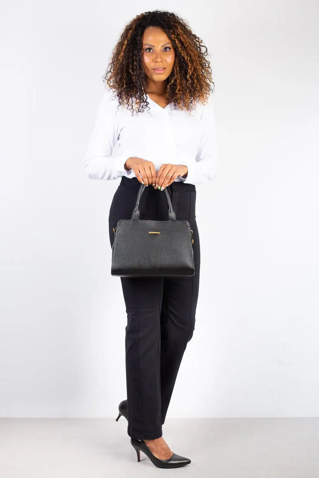 Bolsa de couro liso estruturada Emili - Enluaze