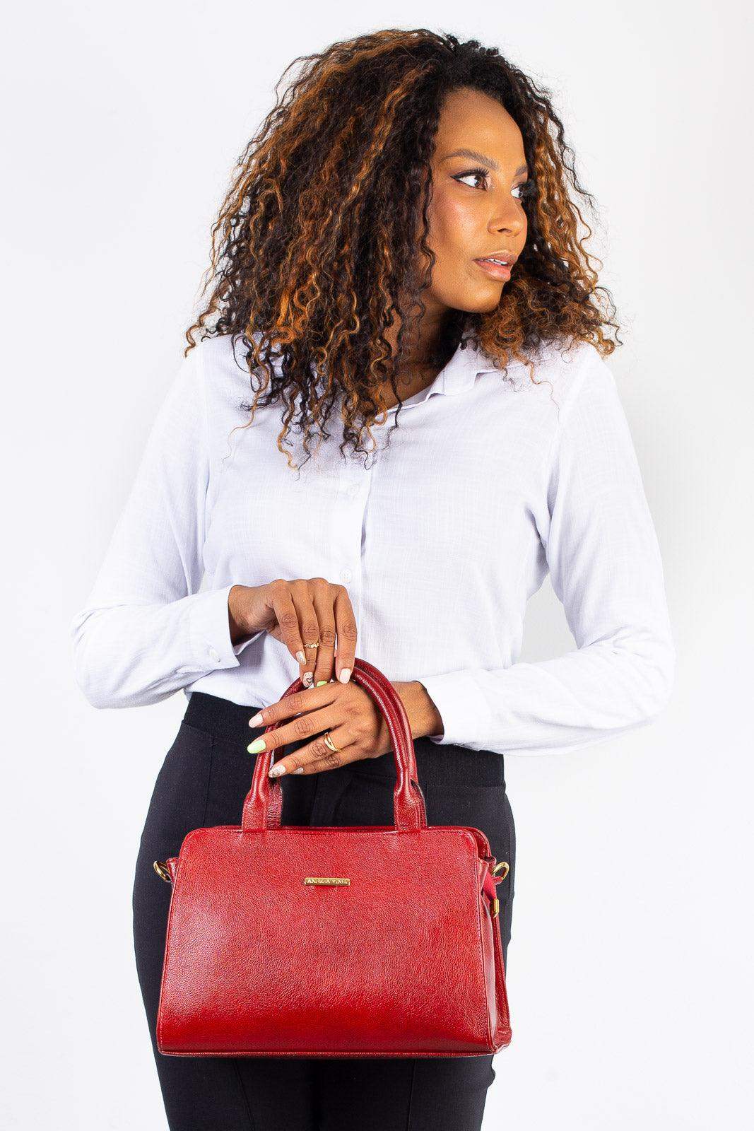 Bolsa de couro liso estruturada Emili - Enluaze