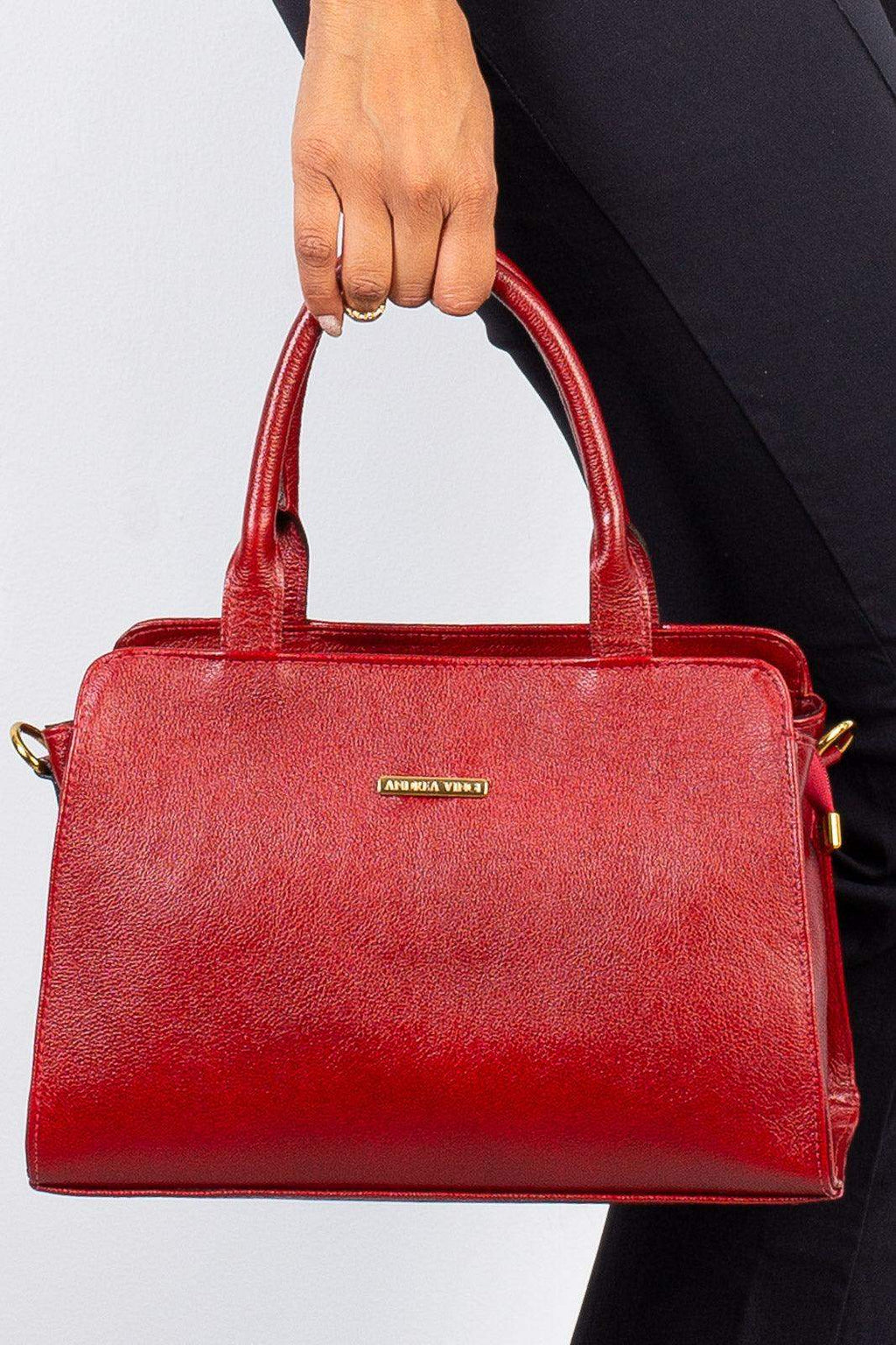 Bolsa de couro liso estruturada Emili - Enluaze