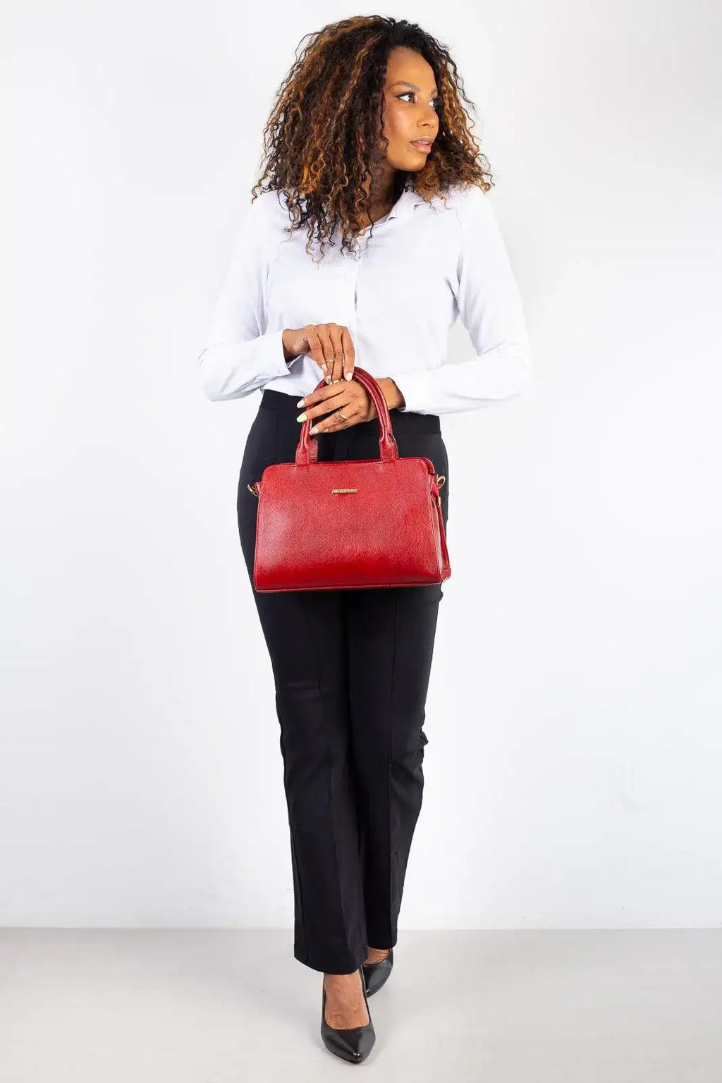 Bolsa de couro liso estruturada Emili - Enluaze