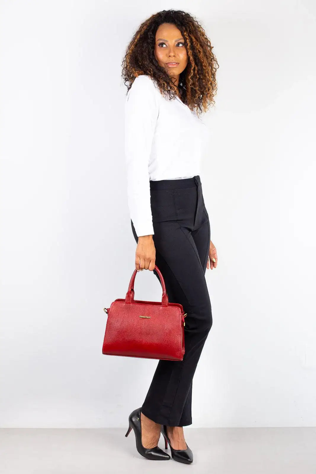 Bolsa de couro liso estruturada Emili - Enluaze