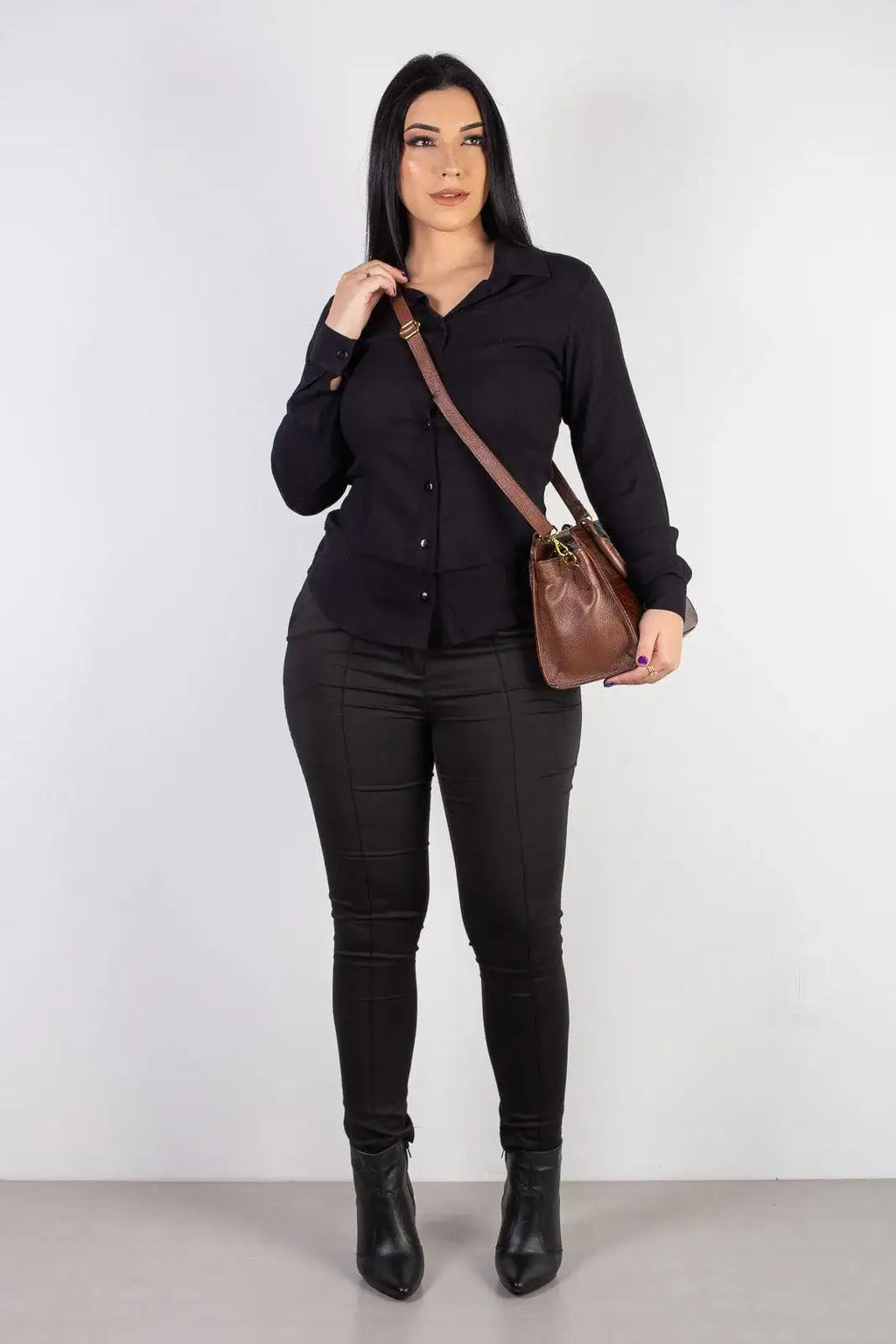 Bolsa de couro croco estruturada Emili - Enluaze