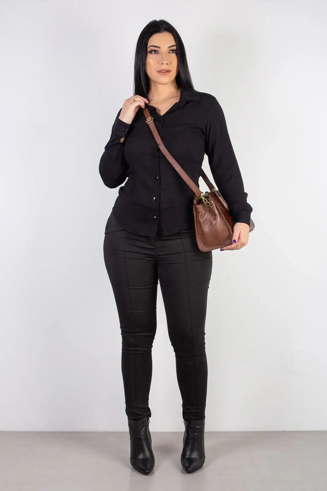 Bolsa de couro croco estruturada Emili - Enluaze