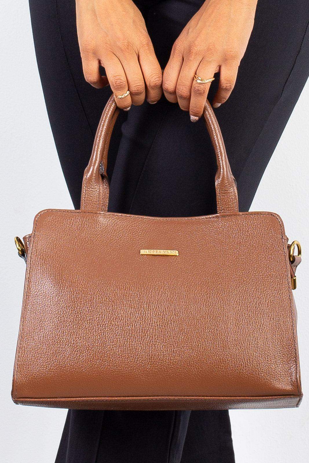 Bolsa de couro liso estruturada Emili - Enluaze