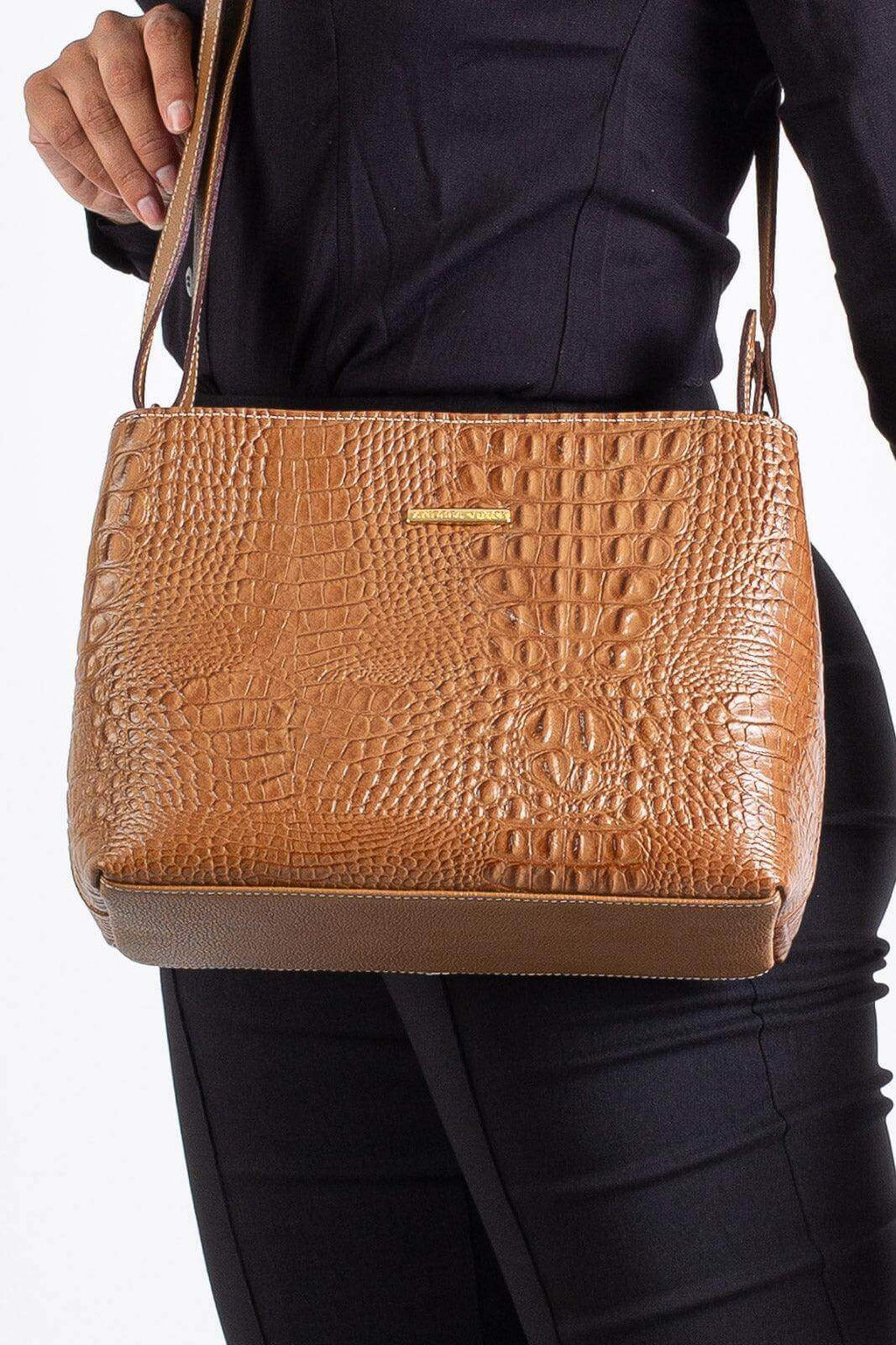 Bolsa de couro croco Evelyn - Enluaze