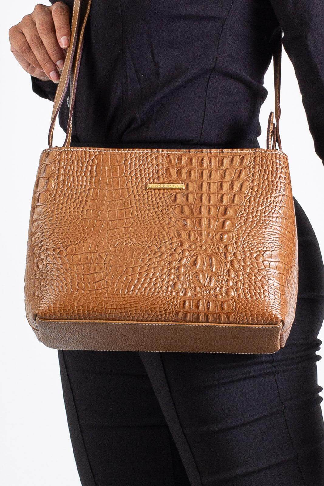 Bolsa de couro croco Evelyn - Enluaze