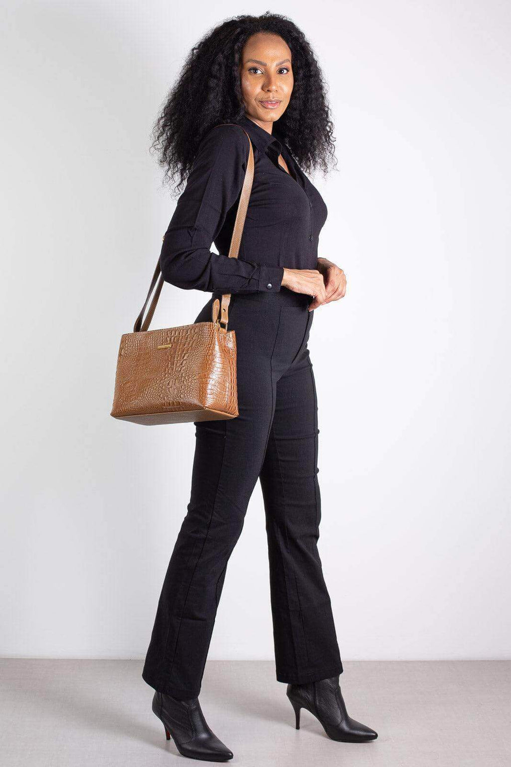 Bolsa de couro croco Evelyn - Enluaze