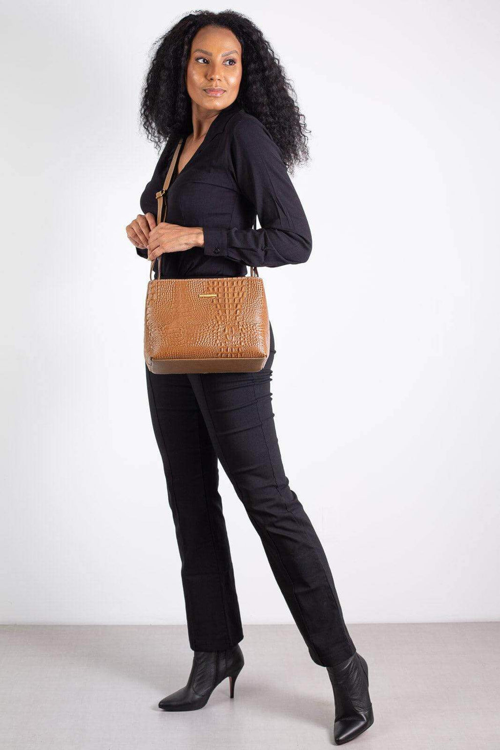 Bolsa de couro croco Evelyn - Enluaze