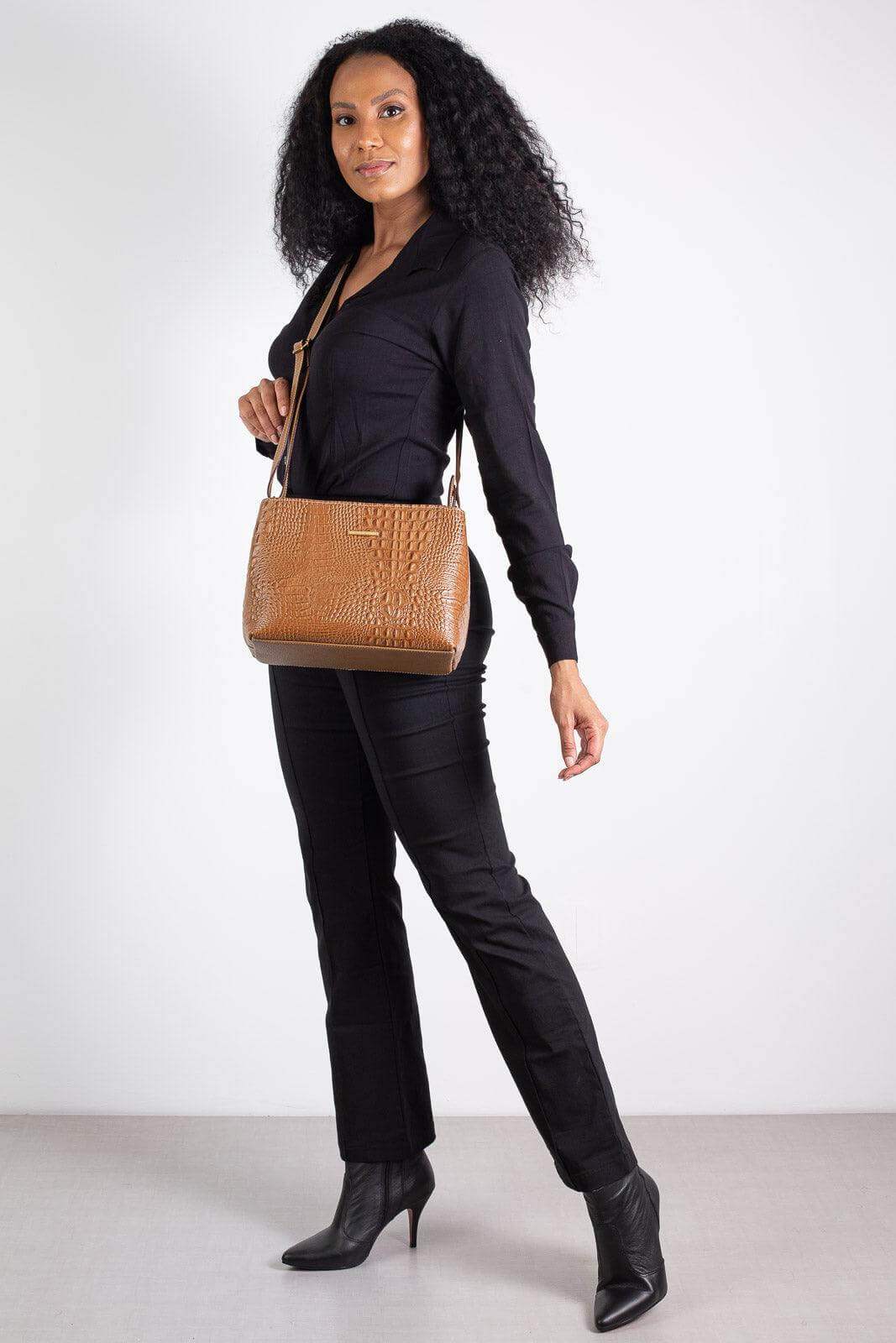 Bolsa de couro croco Evelyn - Enluaze