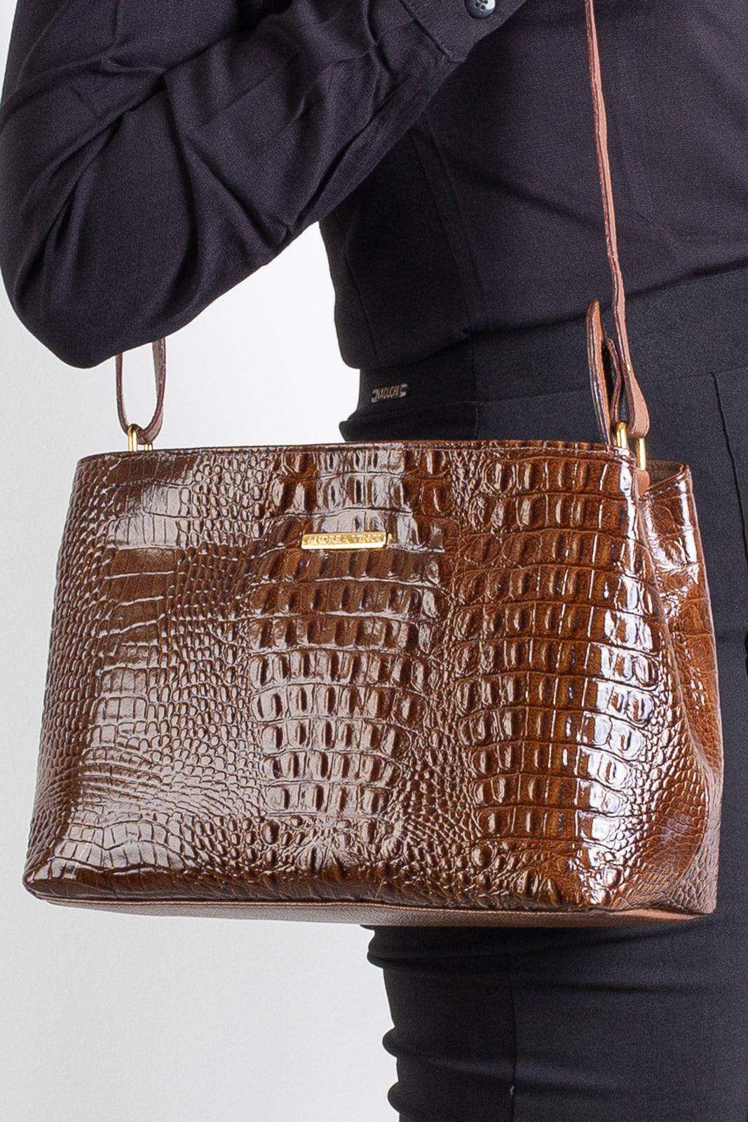 Bolsa de couro croco Evelyn - Enluaze