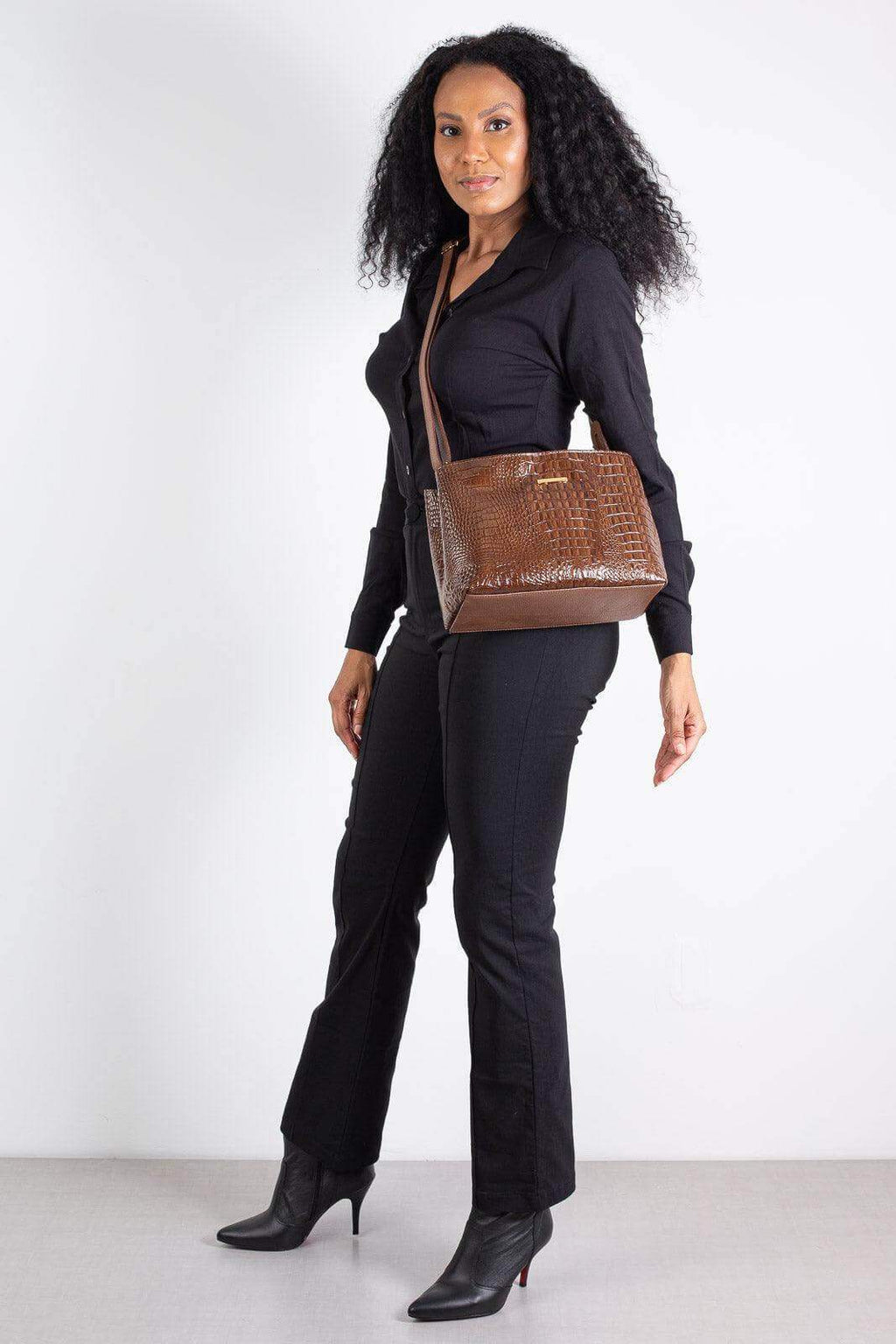 Bolsa de couro croco Evelyn - Enluaze