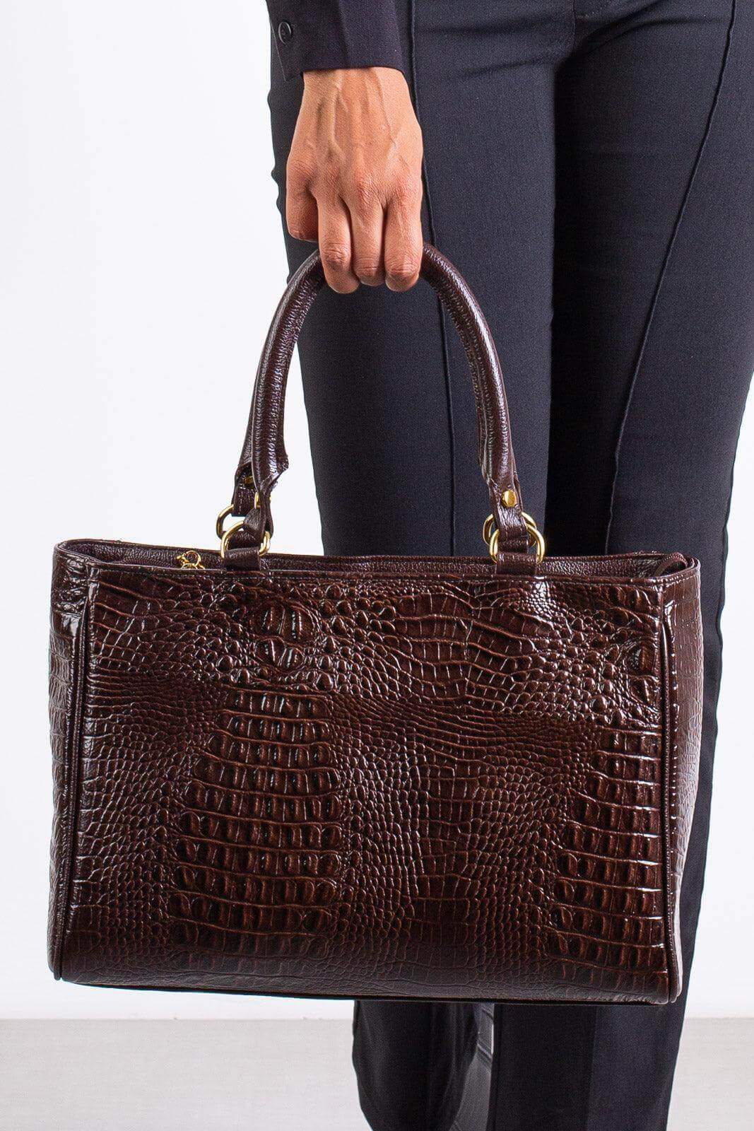 Bolsa feminina de couro croco Eliza - Enluaze