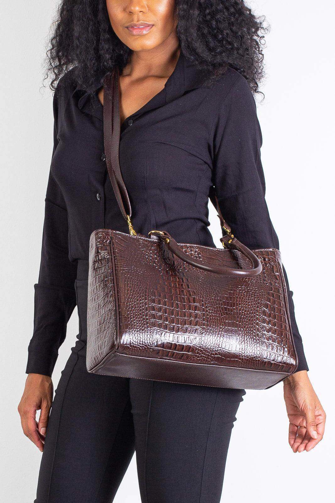 Bolsa feminina de couro croco Eliza - Enluaze