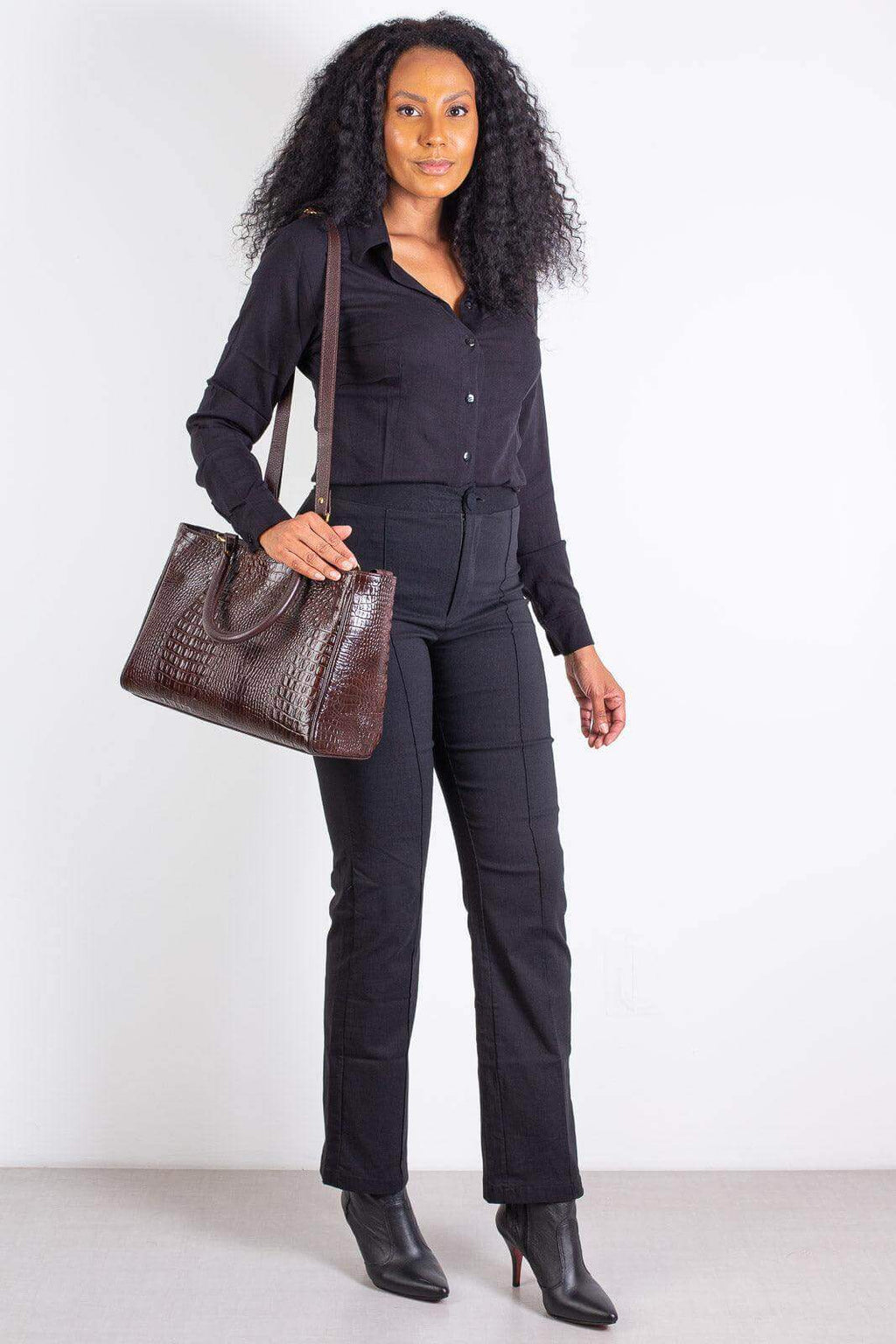 Bolsa feminina de couro croco Eliza - Enluaze