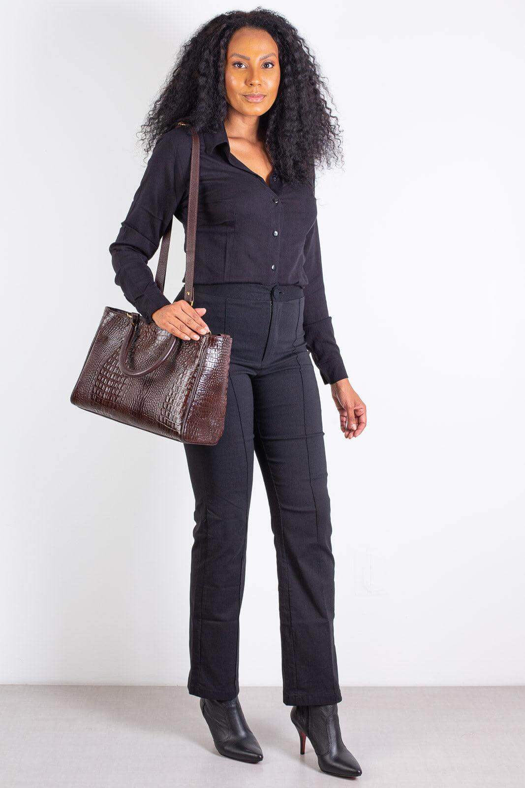 Bolsa feminina de couro croco Eliza - Enluaze