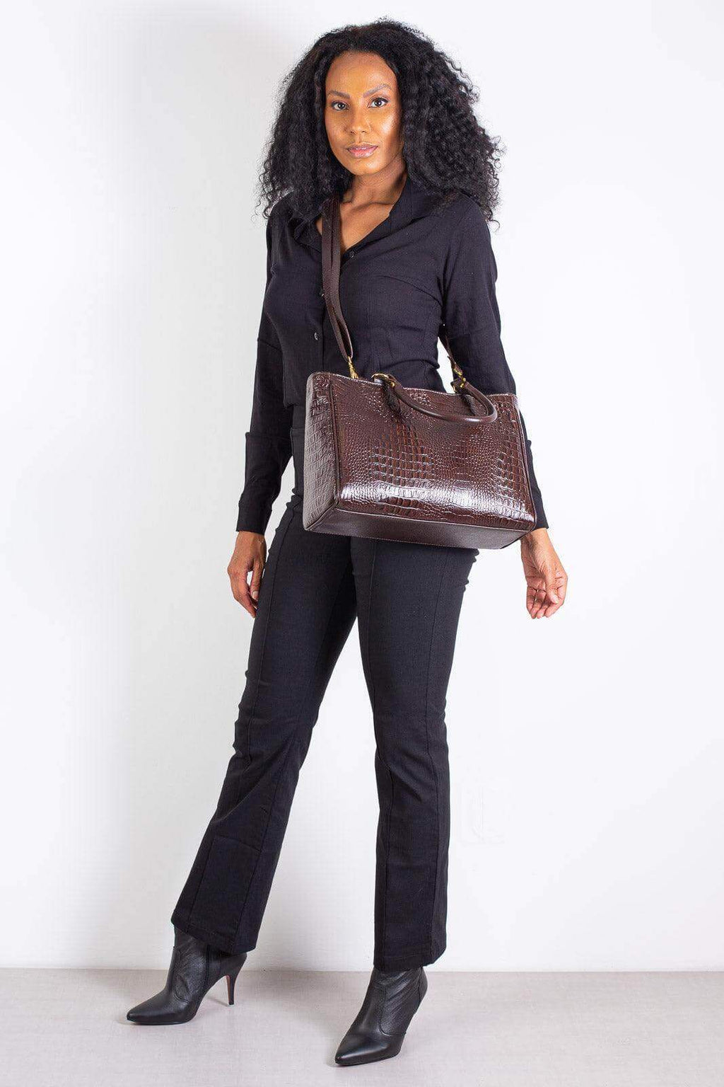 Bolsa feminina de couro croco Eliza - Enluaze
