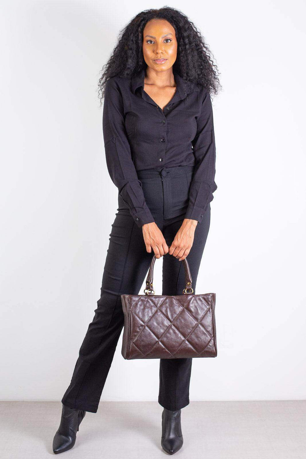 Bolsa feminina de couro liso Eliza - Enluaze