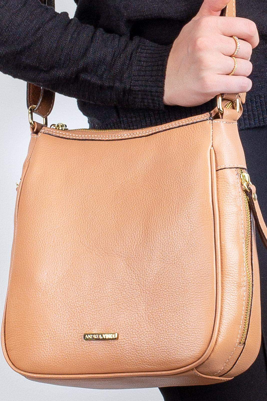 Bolsa tiracolo de couro liso Camila - Enluaze