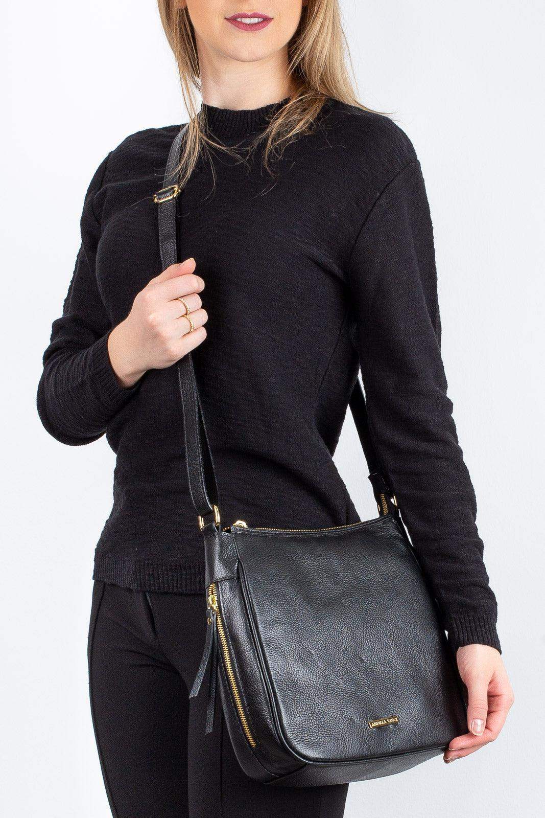 Bolsa tiracolo de couro liso Camila - Enluaze