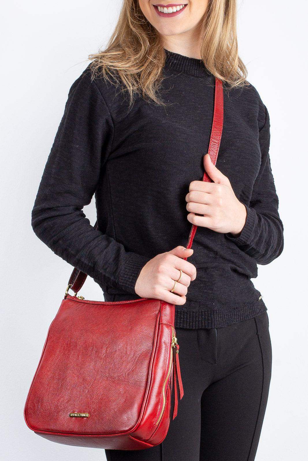 Bolsa tiracolo de couro liso Camila - Enluaze