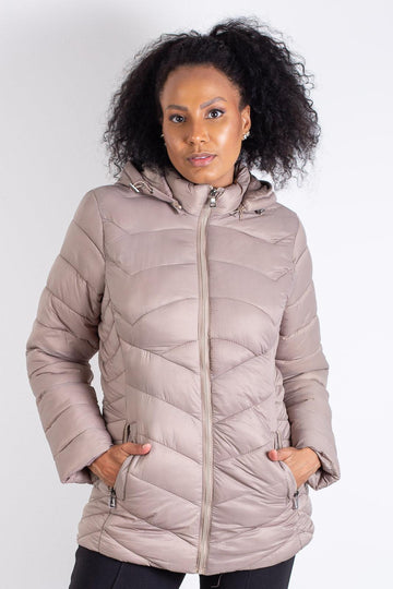 Jaqueta feminina nylon com capuz removível 80235 - Enluaze - Acessórios em Couro e Malhas