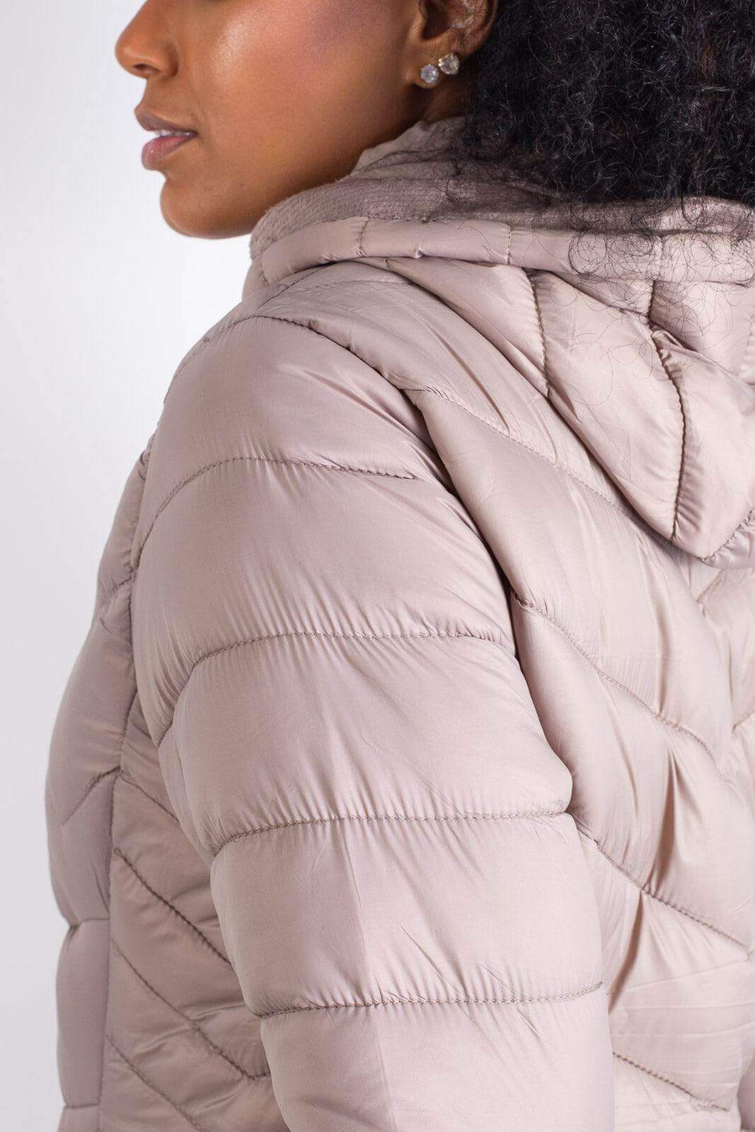 Jaqueta feminina nylon com capuz removível 80235 - Enluaze