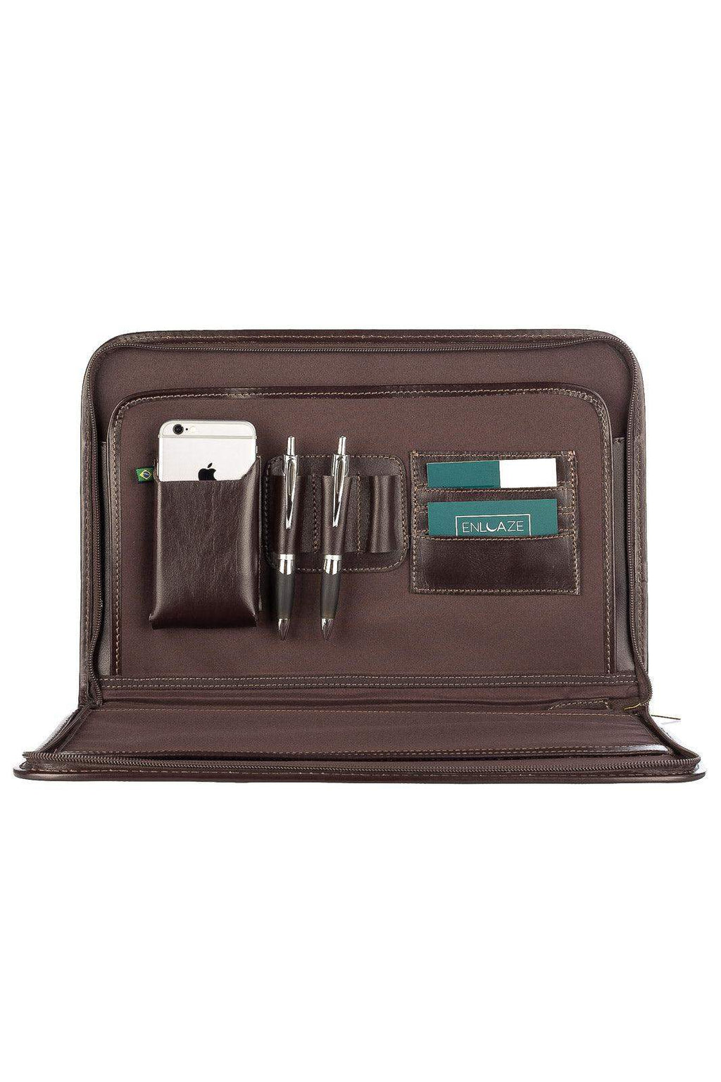 Pasta envelope de couro Flat - Enluaze