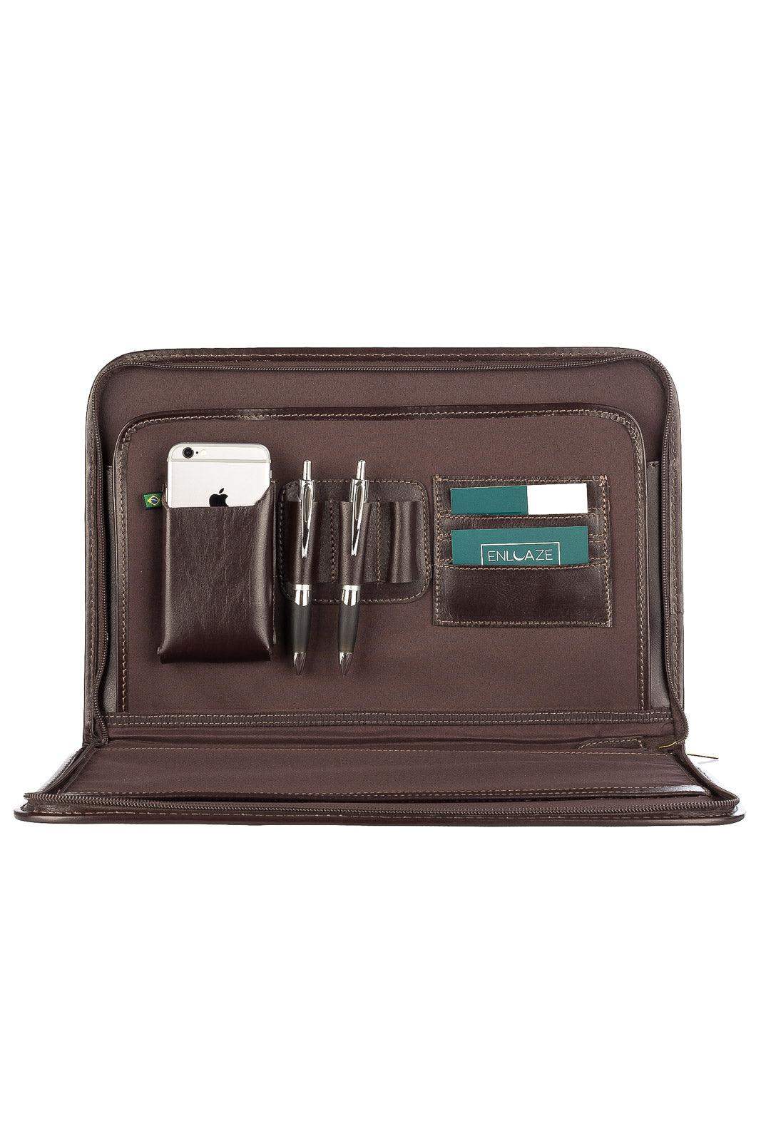 Pasta envelope de couro Flat - Enluaze