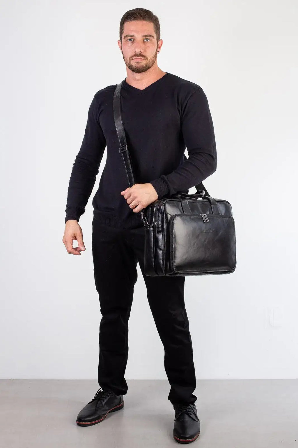 Pasta executiva masculina em couro Vitor - Enluaze