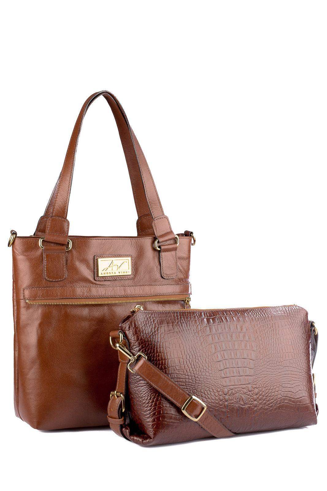 Bolsa de couro 2 em 1 croco Luiza - Enluaze