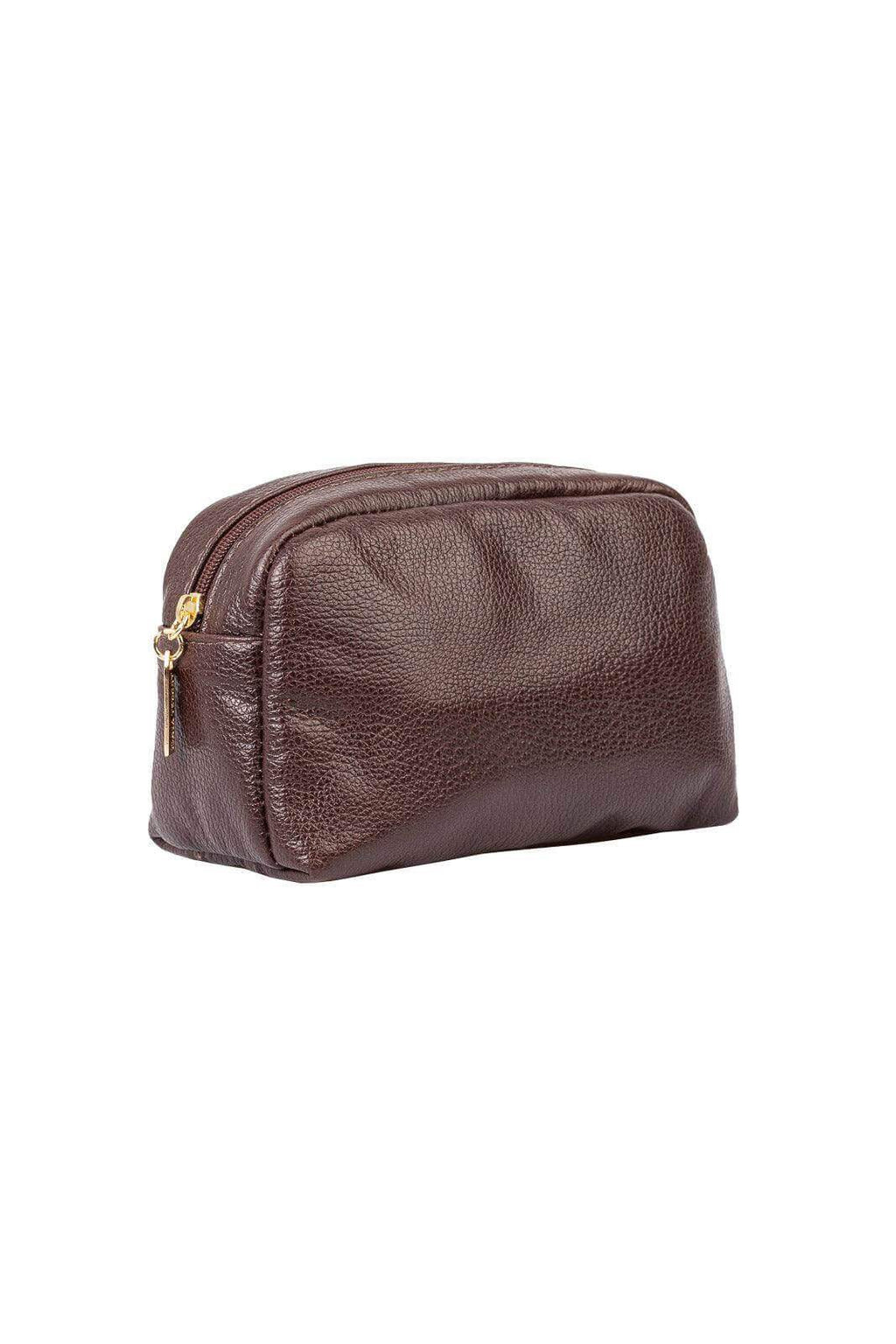 Necessaire de couro liso Dara 14x18x9cm - Enluaze